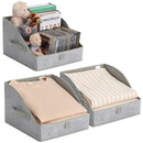 Trapezoid Storage Bin Fabric Closet Organizer With Handles Grey Small 3-Pack