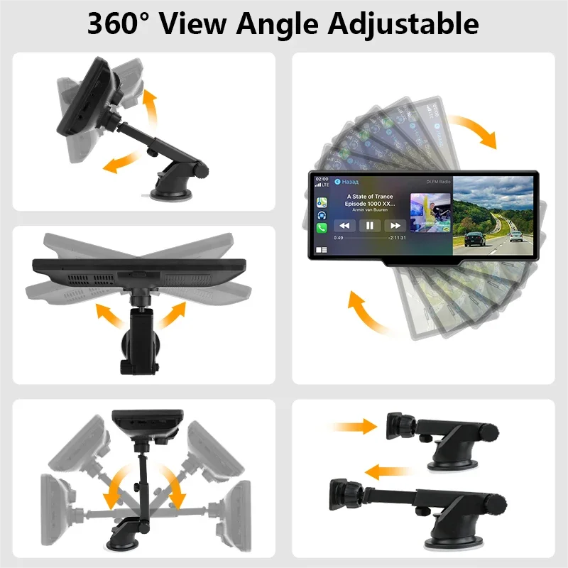 10.26 Inch 4K Dash Cam Car Mirror With Wireless Carplay GPS Monitor