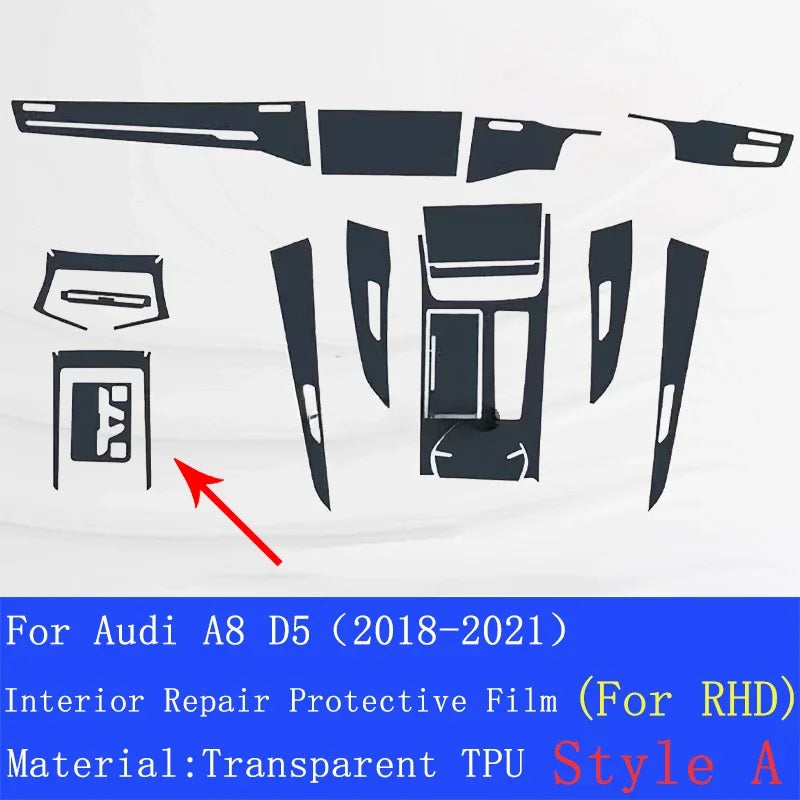 Audi A8 Center Console Protective Film Transparent TPU Scratch Guard