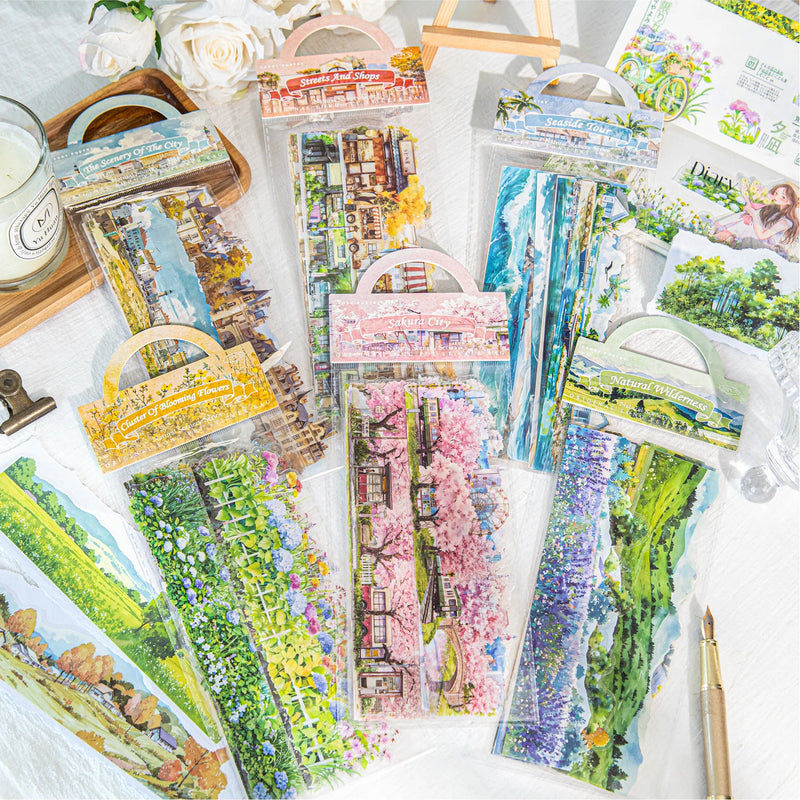 10pcs Landscape Stickers Pack For Scrapbooking DIY Journal Collage