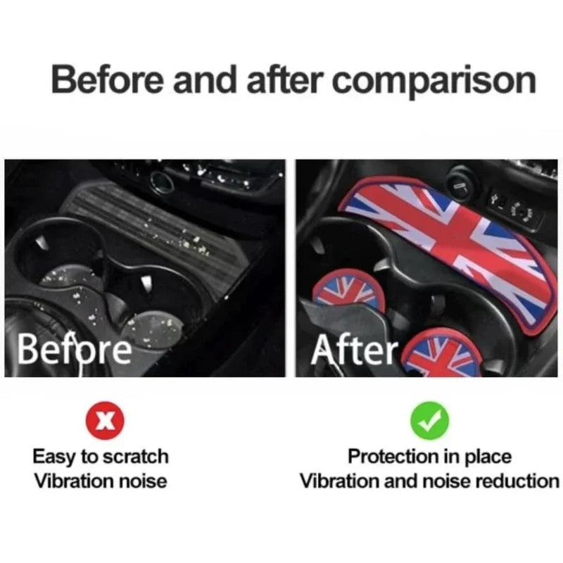 Mini Cooper Silicone Cup Holder Mat Set Non-Slip Interior Accessories