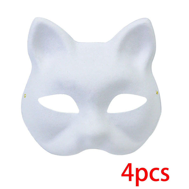 DIY Cat Face Mask Set Paintable Blank Masks For Party Cosplay
