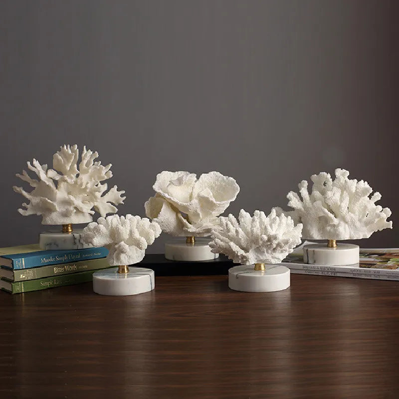 Imitation Coral Ornaments Resin Crystal Metal Tree Ocean Decor Figurines
