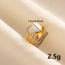 Bohemian Adjustable Stainless Steel Ring White Enamel Gold Color