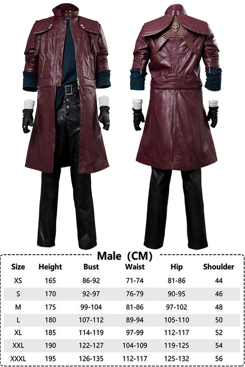 Dante Cosplay Costume DMC 5 Outfit Wig Coat Pants For Adults