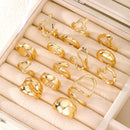 15Pcs Metal Rings Set Irregular Lines Water Droplet Design