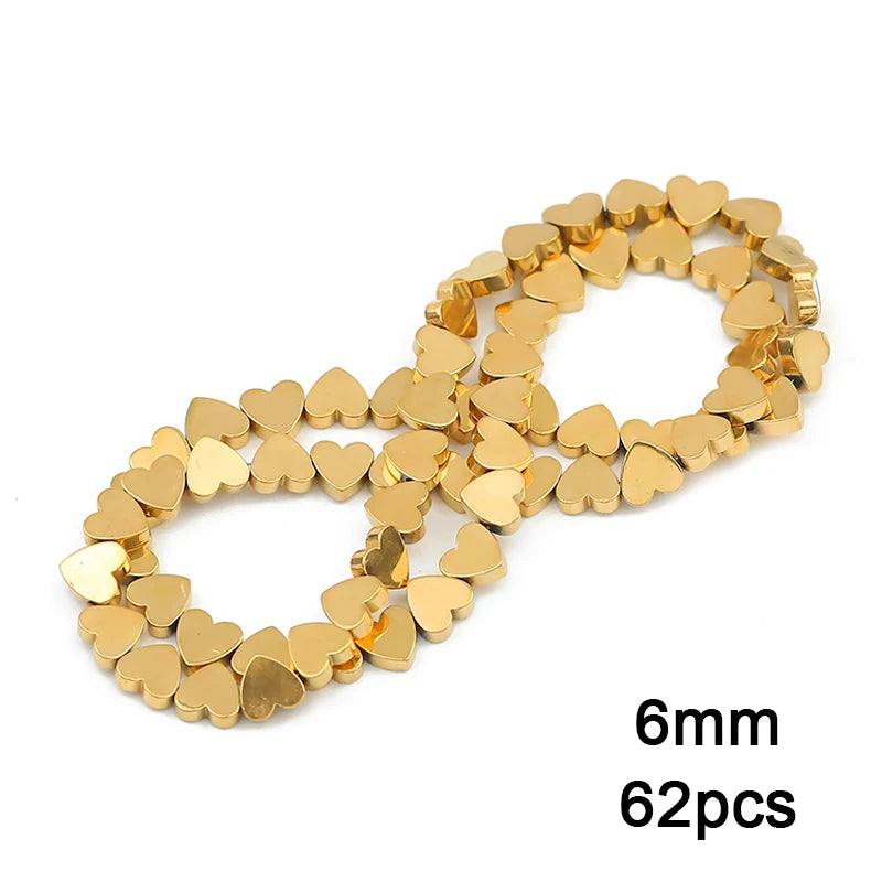 Gold Plated Hematite Beads Star Heart Shapes Loose Jewelry Beads