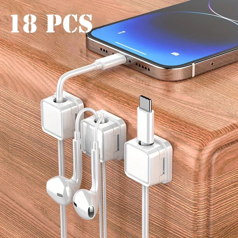 Magnetic Cable Organizer 6 Or 18pcs Self-Adhesive Cord Holder Desktop Management