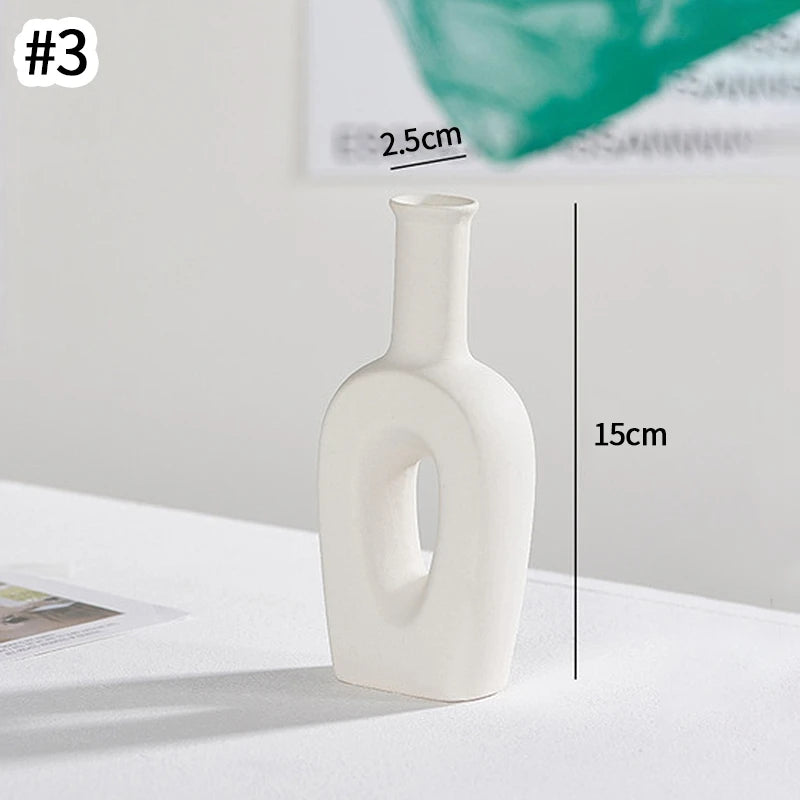 INS Ceramic Vase White Nordic Decorative Flower Pot For Home Decor