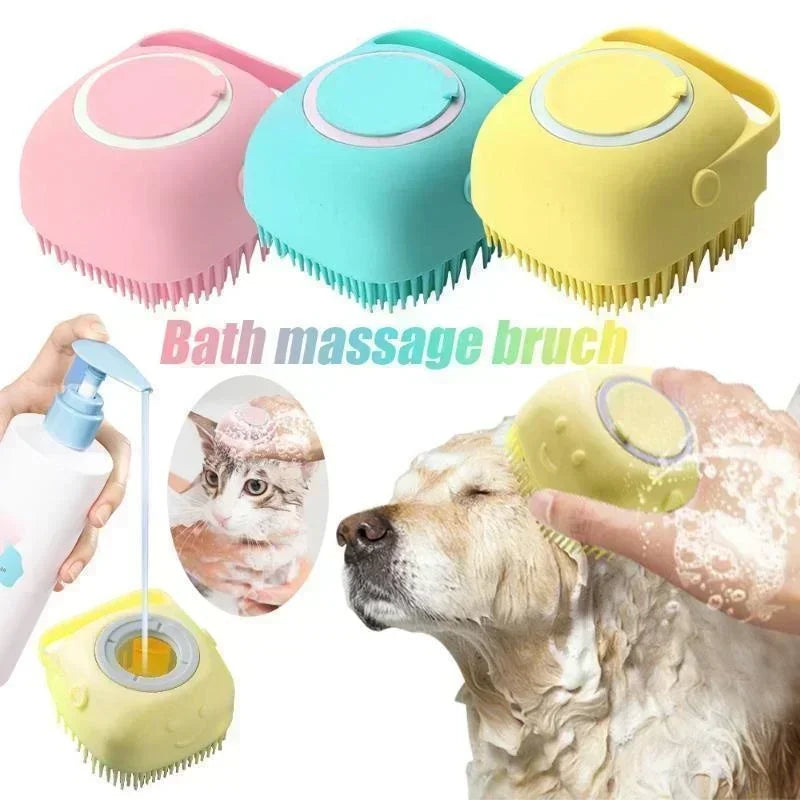 Pet Bathing Brush Soft Silicone Massager For Dog Cat Grooming