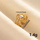 Bohemian Adjustable Stainless Steel Ring White Enamel Gold Color