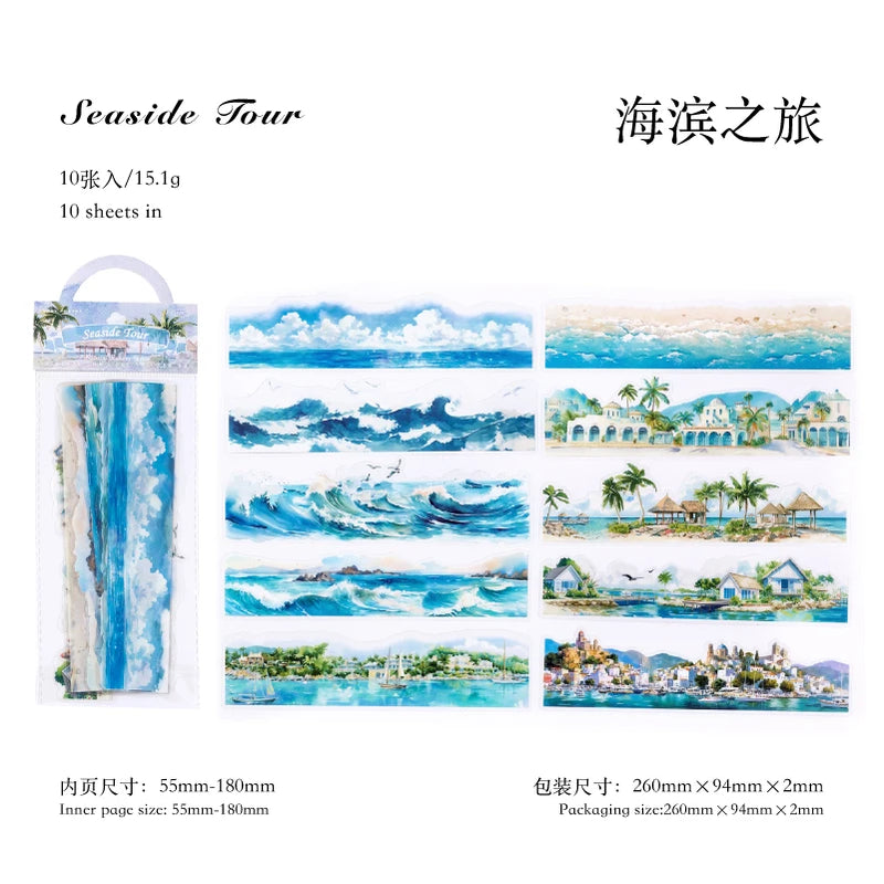 10pcs Landscape Stickers Pack For Scrapbooking DIY Journal Collage