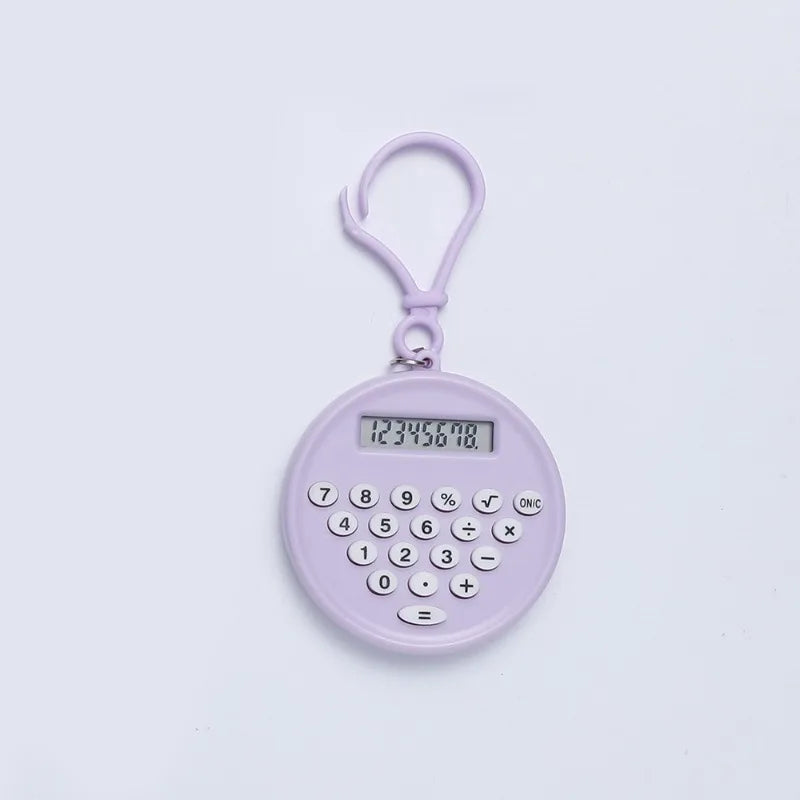 Mini Calculator Pendant Small Round Silent Button Portable Keychain