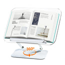 Adjustable Acrylic Book Stand With 360 Degree Rotating Base And Clips