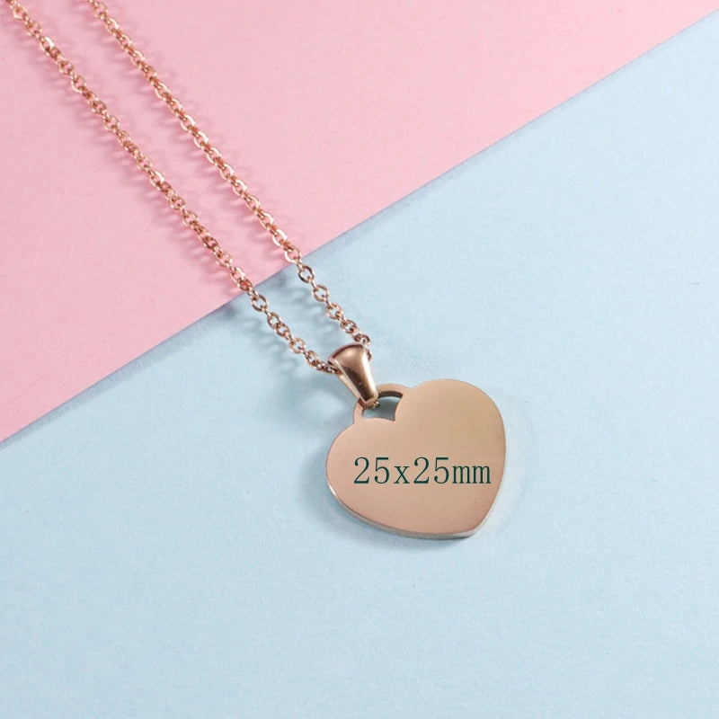Women's Stainless Steel Heart Pendant Necklace Elegant Simple Chain Jewelry