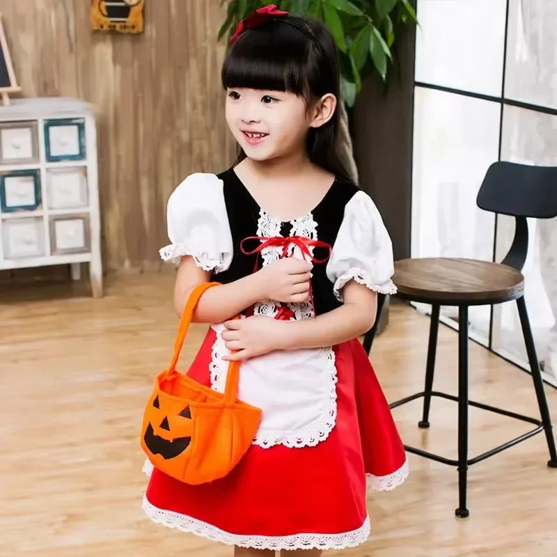 Girls Little Red Riding Hood Costume Halloween Christmas Performance Dress