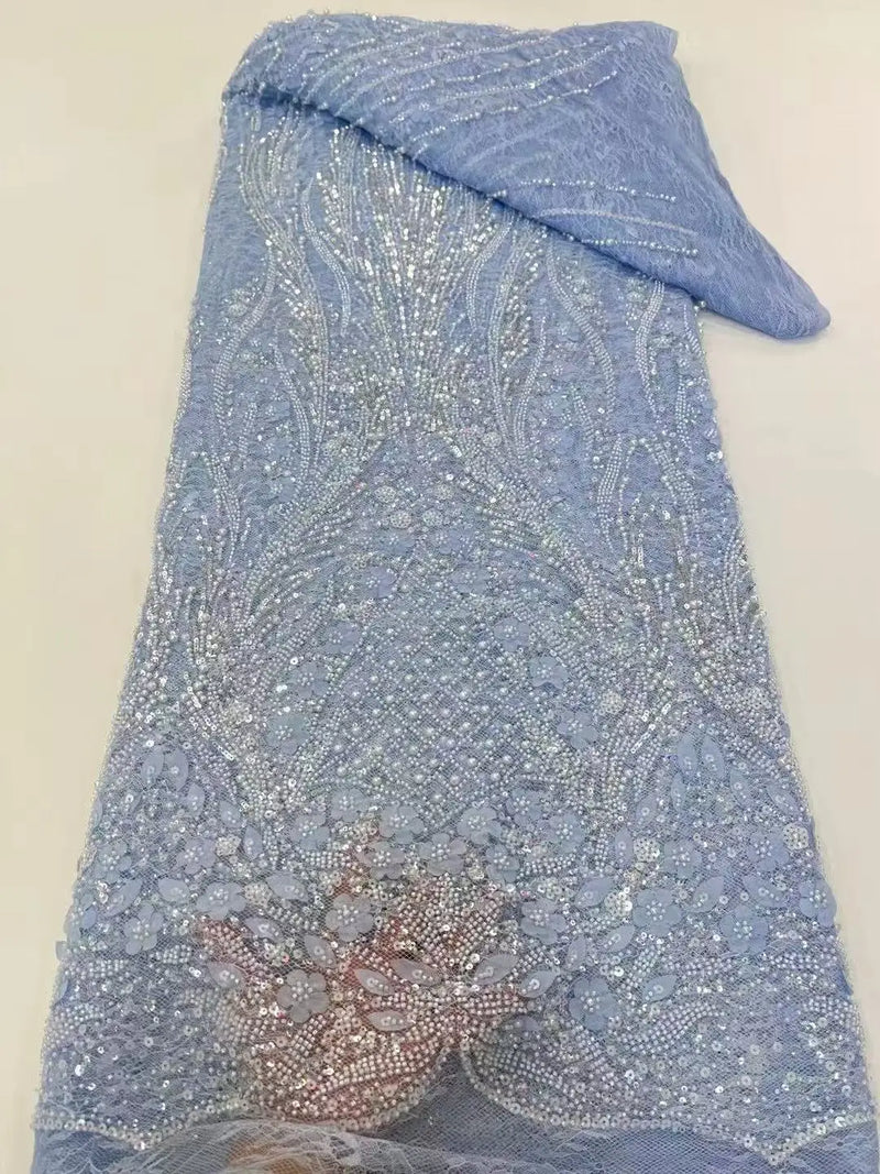 African Lace Fabric Beaded Embroidery French Tulle Wedding Dress Sew