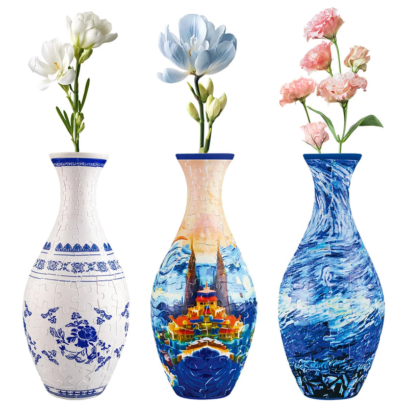 3D Puzzle Vase Building Blocks DIY Flowerpot Home Decoration Ornament