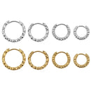 6pcs Stainless Steel Hoop Earrings Round Embossed Jewelry Set