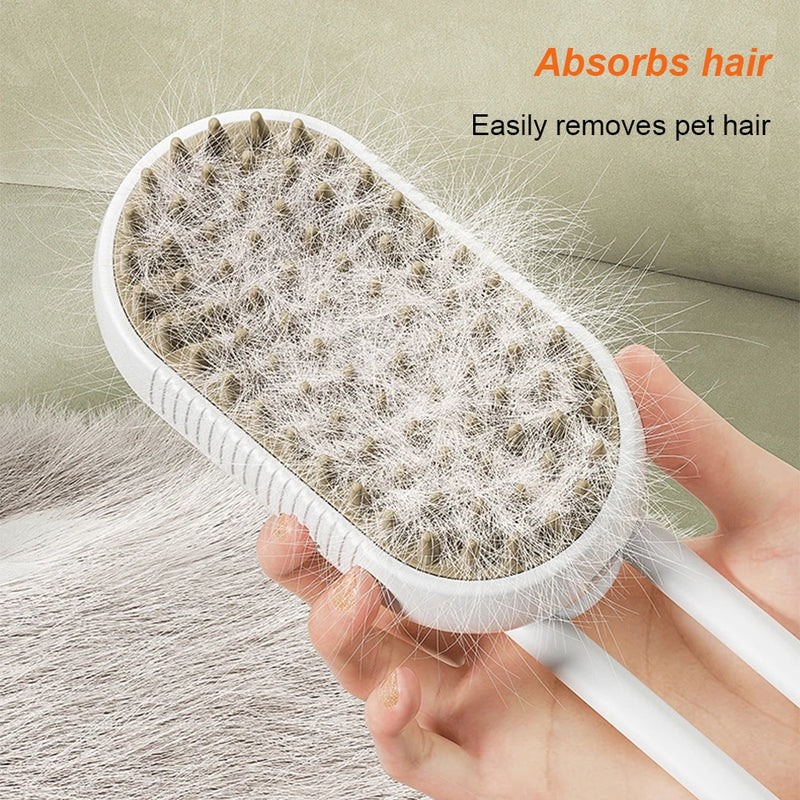 Cat Dog Grooming Comb Electric Steam Brush USB Rechargeable Massage