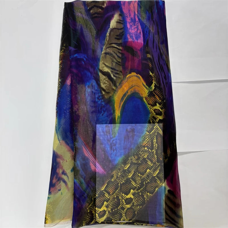 Silk Chiffon Fabric Soft Printed Tulle Lace For Sewing Dresses 3.5 Meters