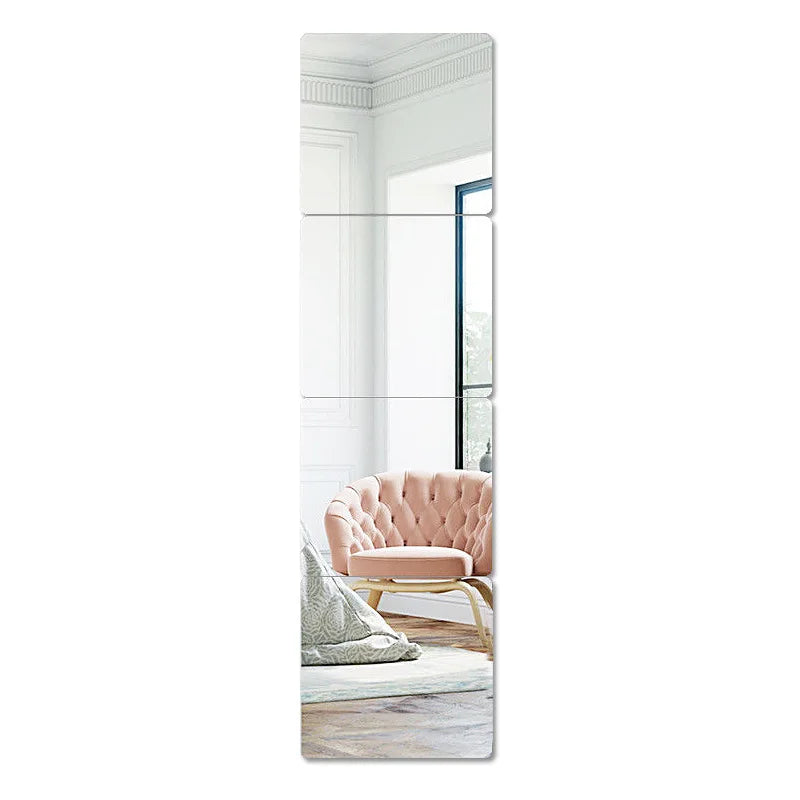 4pcs Acrylic Mirror Wall Stickers Self Adhesive DIY Home Decor