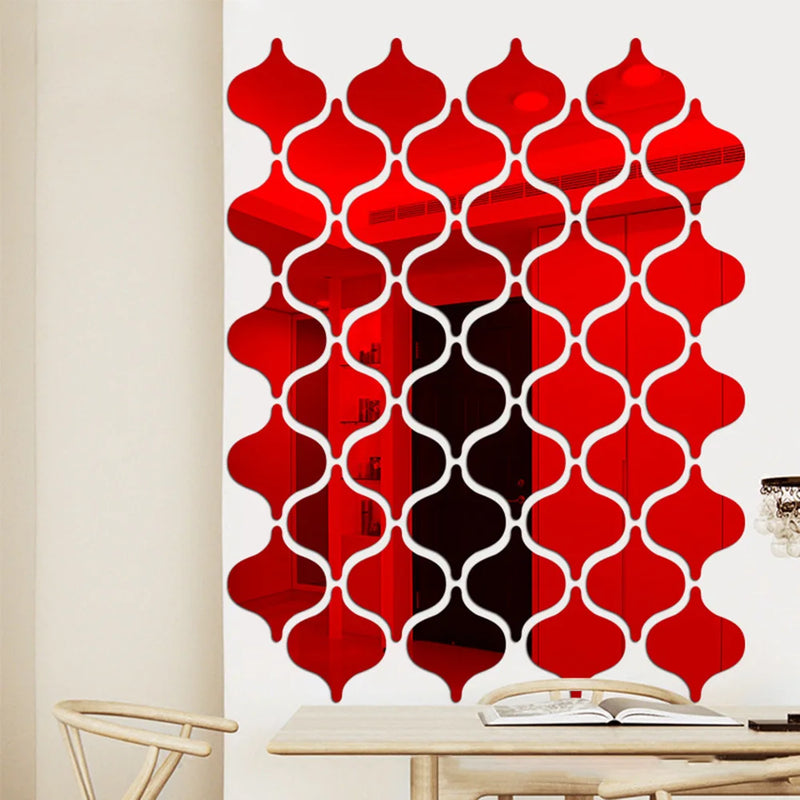 10pc Modern Geometric Gourd Acrylic Mirror Wall Stickers Set