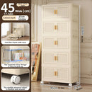 Foldable Storage Cabinet With Wheels Dustproof Wardrobe Organizer