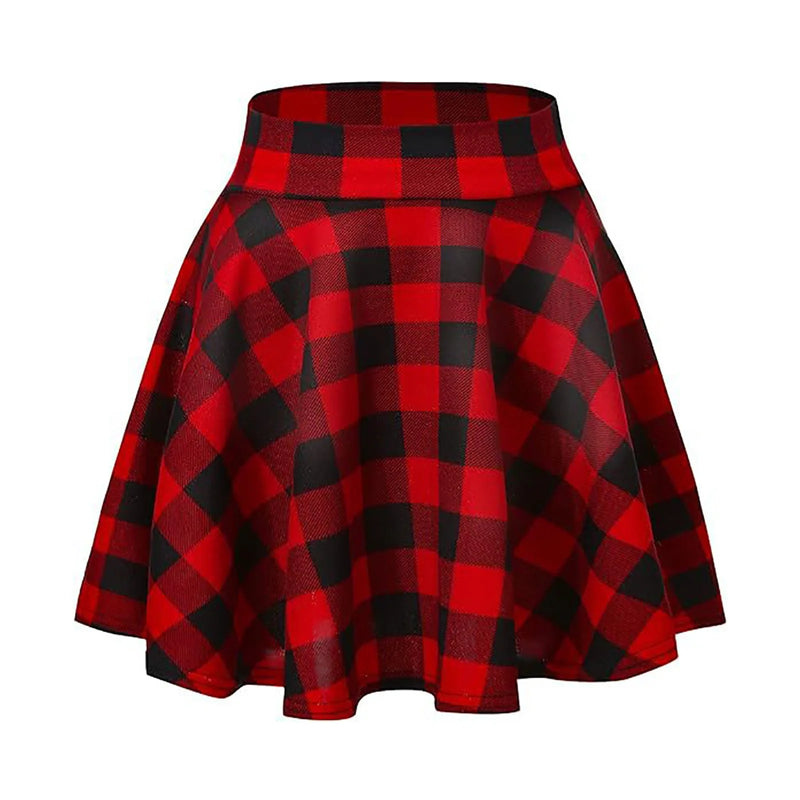 Plus Size Pleated Skirt Knee Length Flared Casual Women Skirt