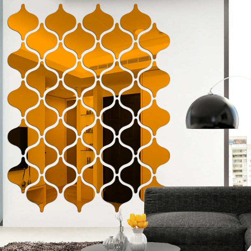 10pc Modern Geometric Gourd Acrylic Mirror Wall Stickers Set