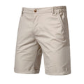 Men's Cotton Shorts Solid Color Elastic Waist Casual Business Pants