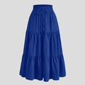 Boho Floral Maxi Skirt Elastic Waist Pleated Flowy Long Skirt