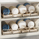 Pull Out Cabinet Shelf Stainless Steel Plate And Bowl Rack Organizer