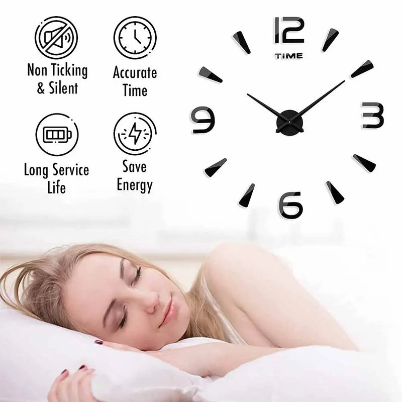 MCDFL Luxury 3D Wall Clock For Living Room Kitchen Bedroom Decor