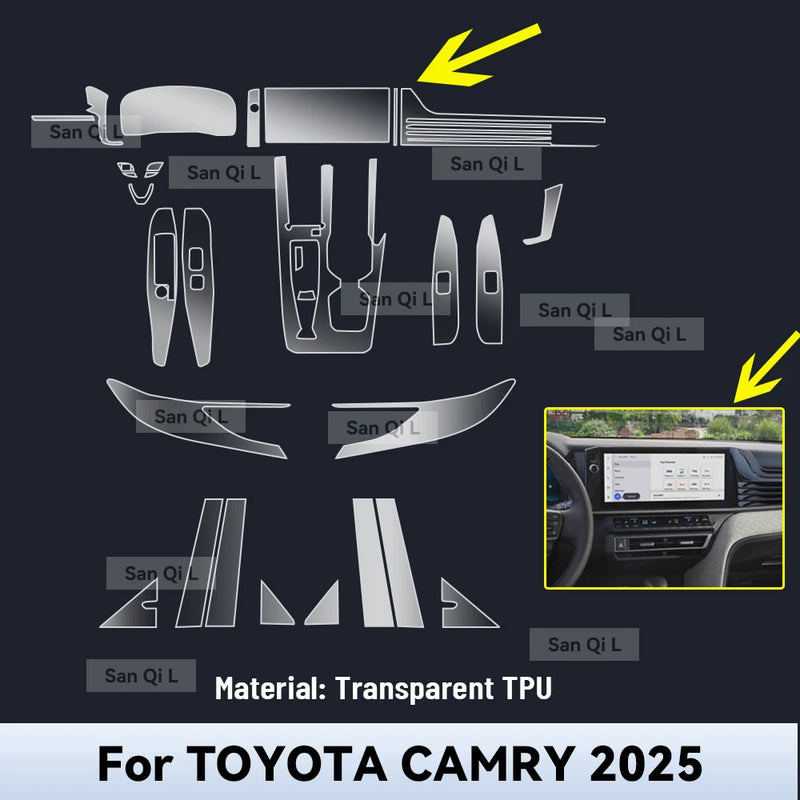 Toyota Camry 2025 Center Console Protective Film TPU Scratch Resistant
