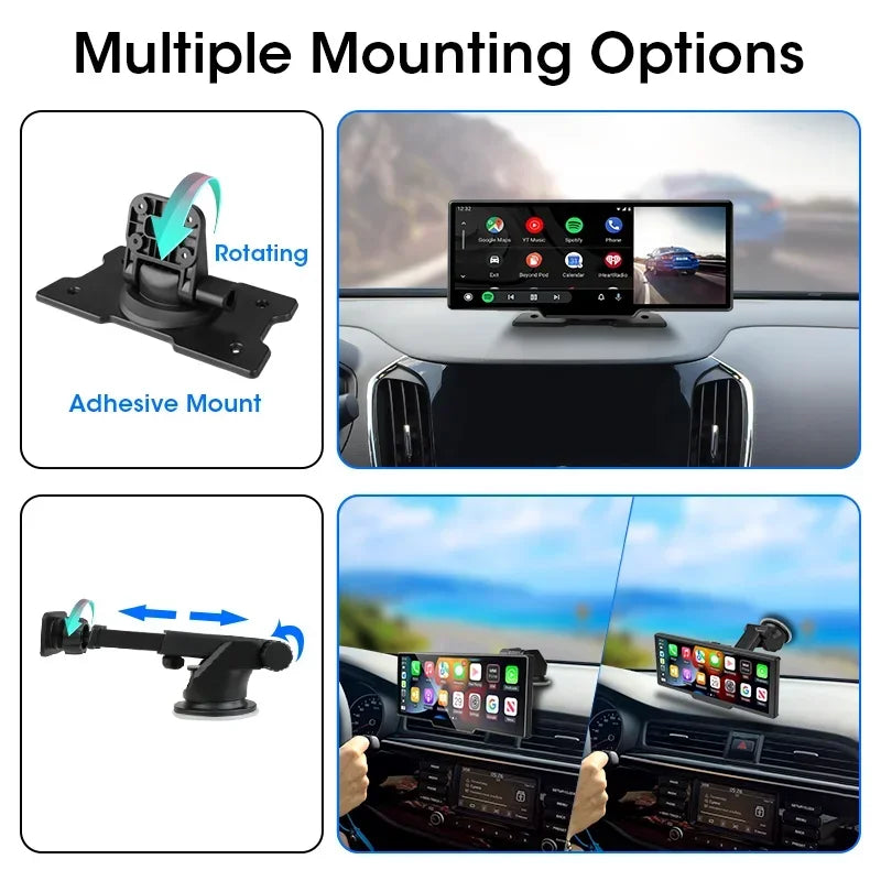 10.26 Inch 4K Dash Cam Car Mirror With Wireless Carplay GPS Monitor