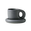 400ml Handmade Ceramic Mug Nordic Oval Plate Cup Saucer Set