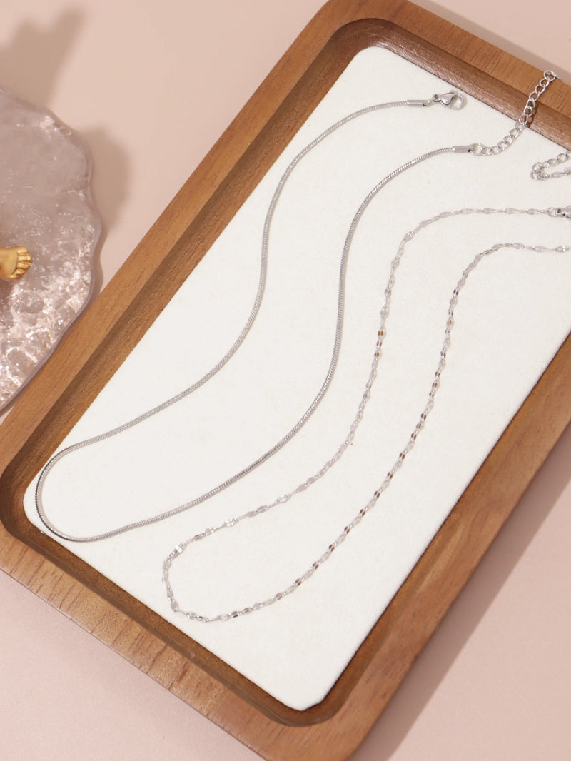 Minimalist Stainless Steel Women's Necklace Set Elegant Daily Jewelry