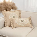 French Lace Cotton Decorative Pillow Cover White Square Cushion