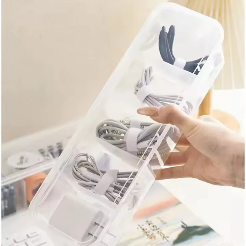 Transparent Data Cable Organizer Case With Lid Dustproof Card Storage Box