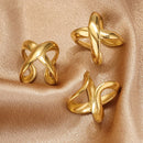 Gold Texture Stainless Steel Adjustable Geometric Rings For Women