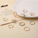 Women’s Gold Chain Ring Set 10Pcs Bohemian Coin Snake Star Jewelry