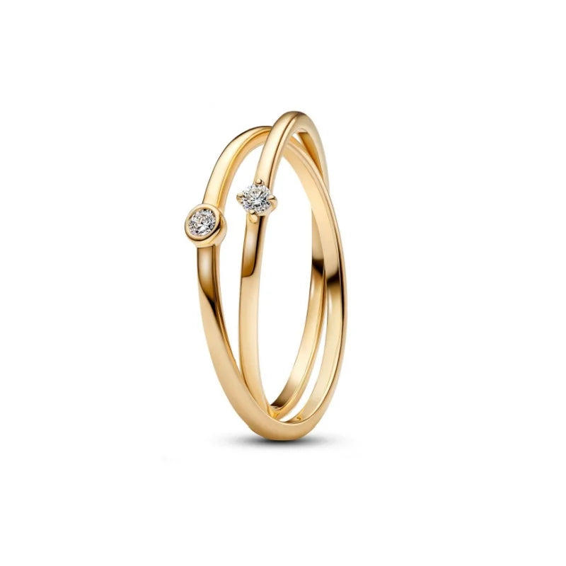 Disney Pink Bow Heart Ring Sparkling Double Heart Design For Women