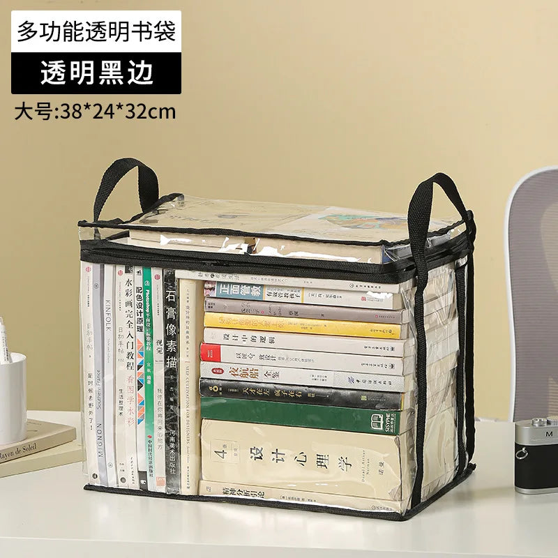 Foldable Book Box Transparent Waterproof Organizer For Home And Classroom
