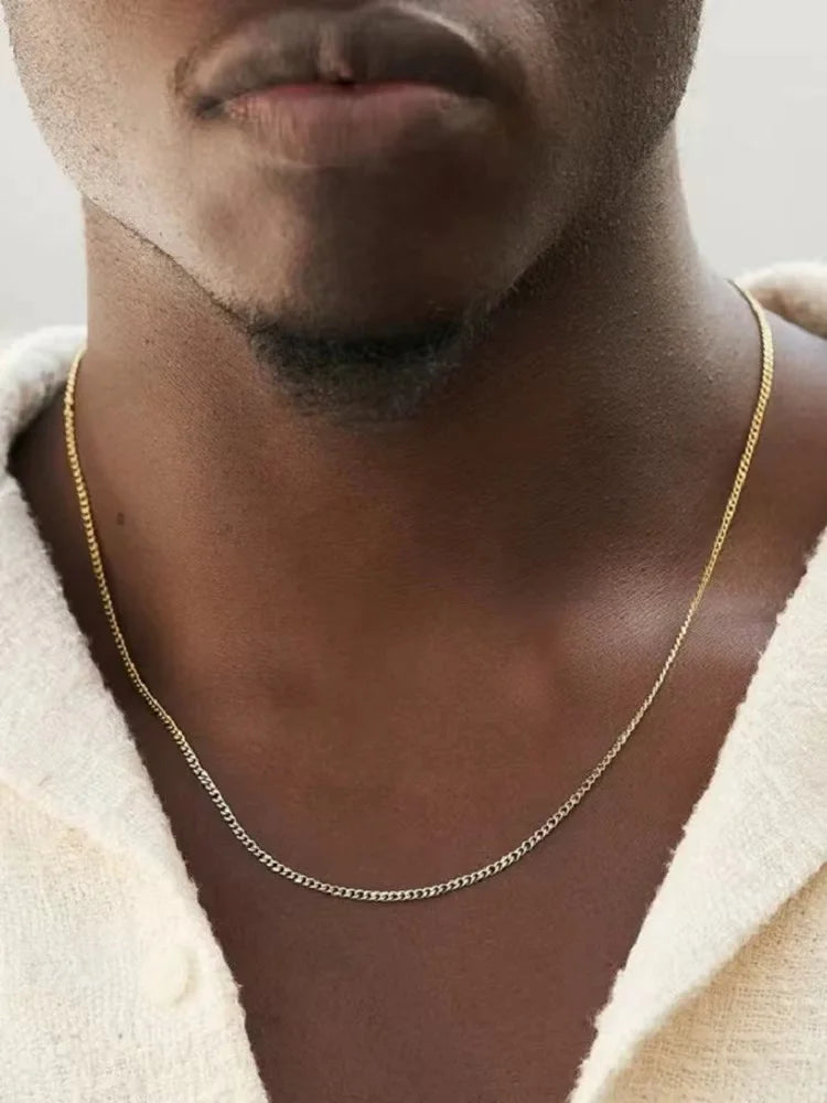 3mm Men's Cuban Chain Necklace Stainless Steel Titanium Steel Jewelry