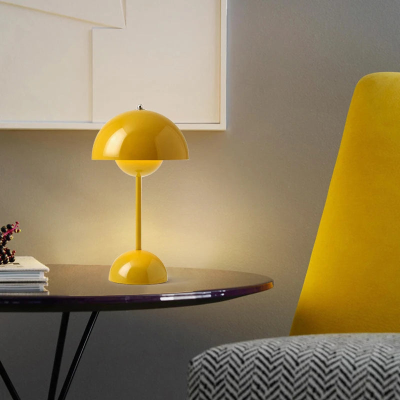 Rechargeable Table Lamp With 3 Speed Adjustment Flower Bud Design
