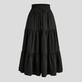Boho Floral Maxi Skirt Elastic Waist Pleated Flowy Long Skirt