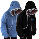 Shark Sweatshirt Blue Hooded Long Sleeve Cartoon Animal Pullover