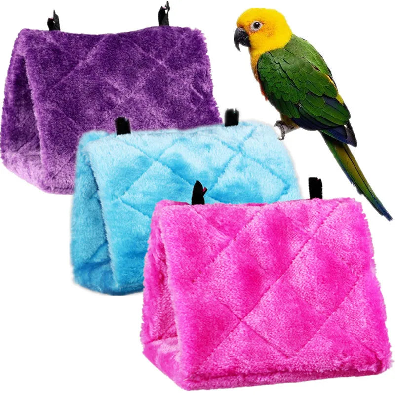 Soft Plush Bird Hammock Parrot Nest Hut Tent Hanging Bed