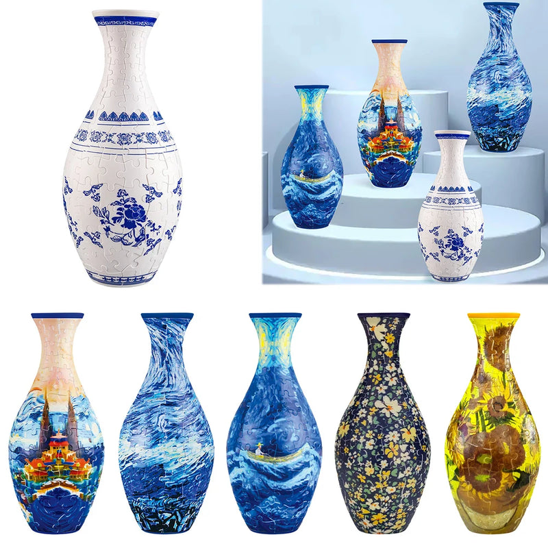 3D Puzzle Vase Building Blocks DIY Flowerpot Home Decoration Ornament